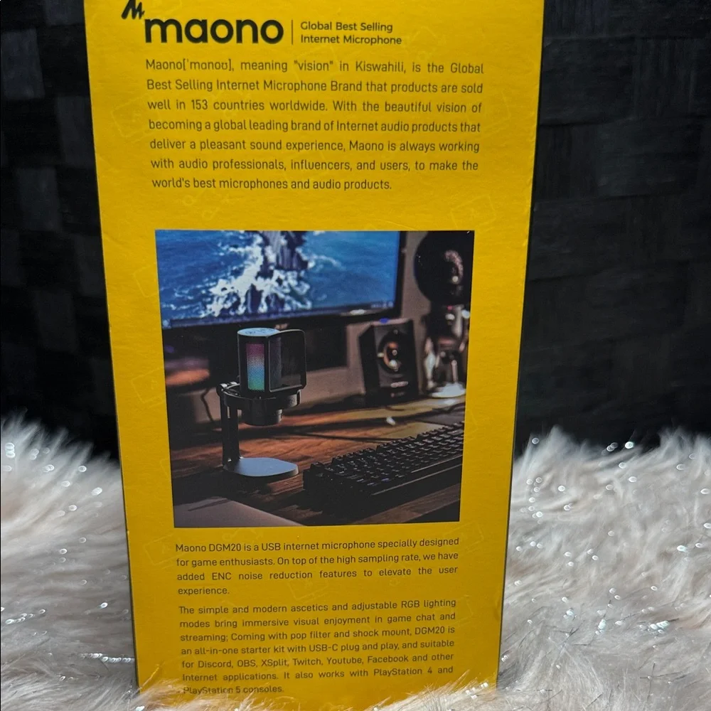 Black Gaming USB Microphone with RGB Lighting